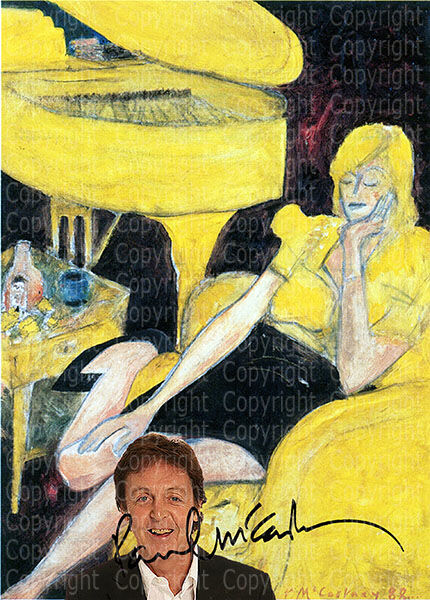 Yellow Linda With Piano von Beatle PAUL MCCARTNEY. Kunstdruck 45x30 cm. Muss man haben! Fanartikel. Souvenir. Geschenk. Sammelobjekt. Andenken. Se