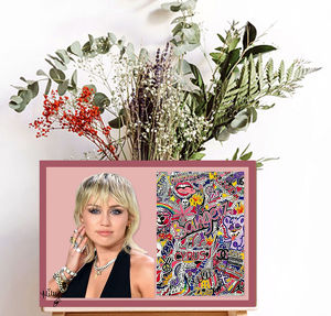 Miley Cyrus signiertes Kunstwerk. Blickfang! Wandbild! Zimmerdeko. Wanddeko. Souvenir! Wandschmuck. Geschenkidee. NEU!