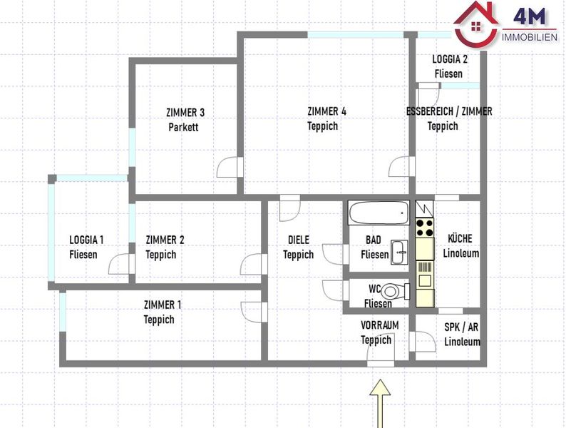 4-5-Zimmer Neubauwohnung mit 2 Loggien im 2. Liftstock in der Mitte Floridsdorf