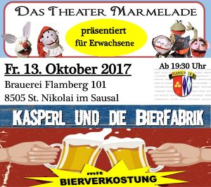Bierverkostung mit Theaterstück: "Kasperl und die Bierfabrik"- Für ERWACHSENE
