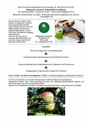 Slow Food Styria präsentiert: Restaurant „Hoamat“ & Mostkellerei Veitlbauer